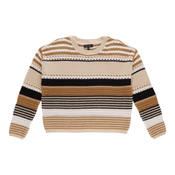 Chic Striped Beige and Black Women's Sweater - Picture 2 of 9